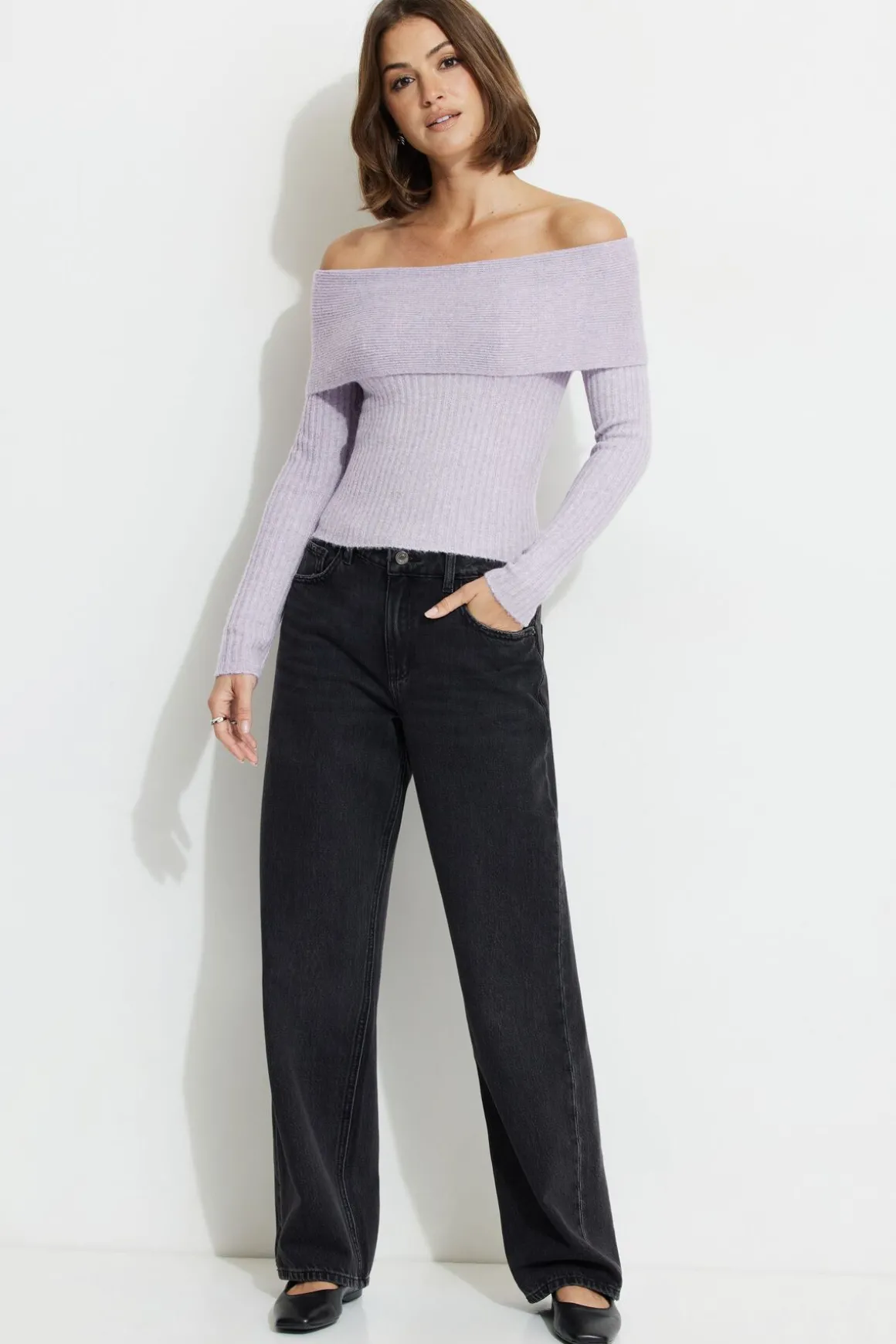 Sweaters & Cardigans | Online Exclusives-Dynamite Heavenlyarn™ Laura Off Shoulder Sweater Purple