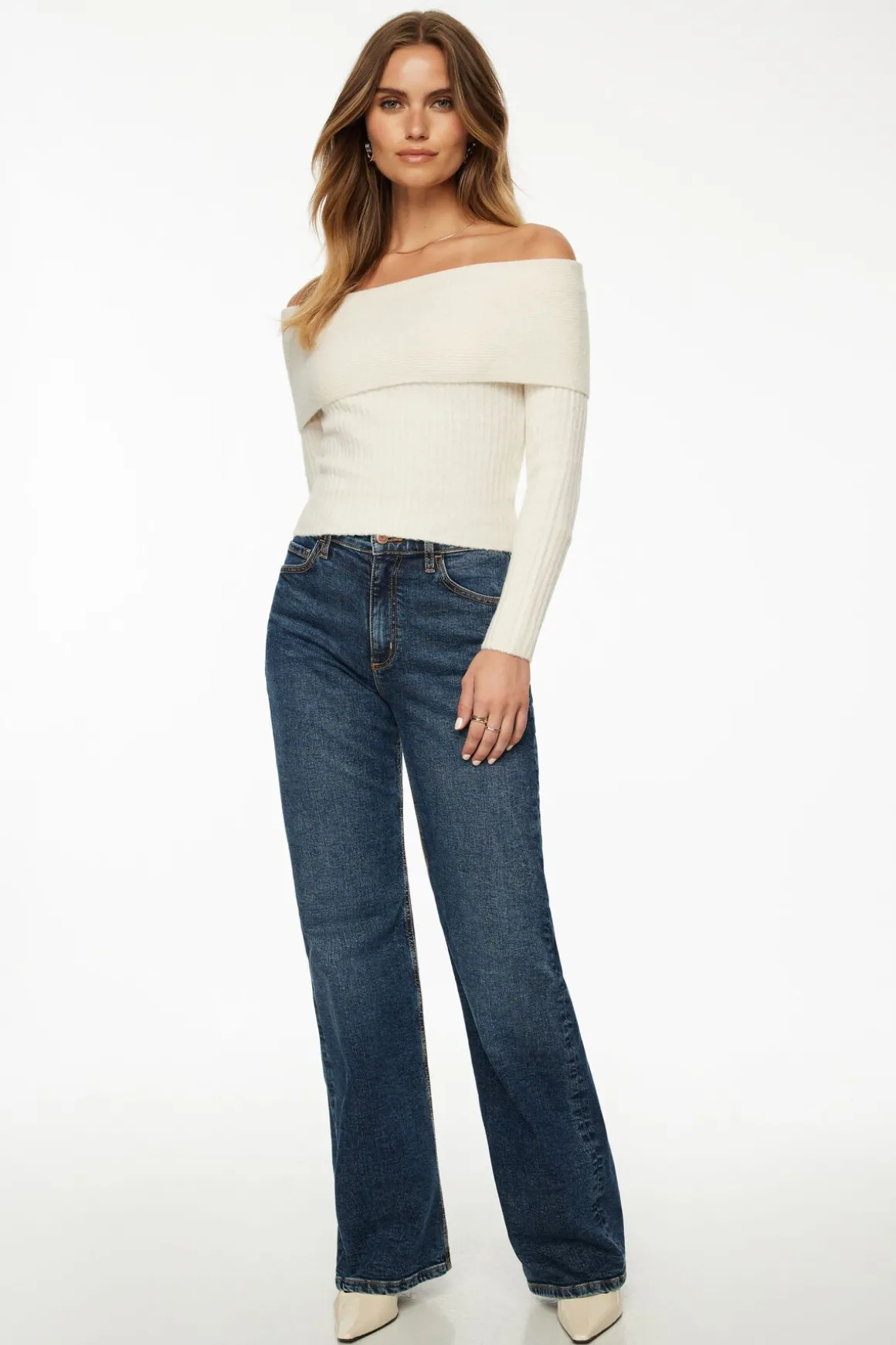Sweaters & Cardigans | Bestsellers-Dynamite Heavenlyarn™ Laura Off Shoulder Sweater White