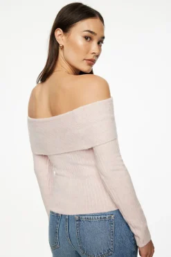 Sweaters & Cardigans | Sweaters-Dynamite Heavenlyarn™ Laura Off Shoulder Sweater Pink