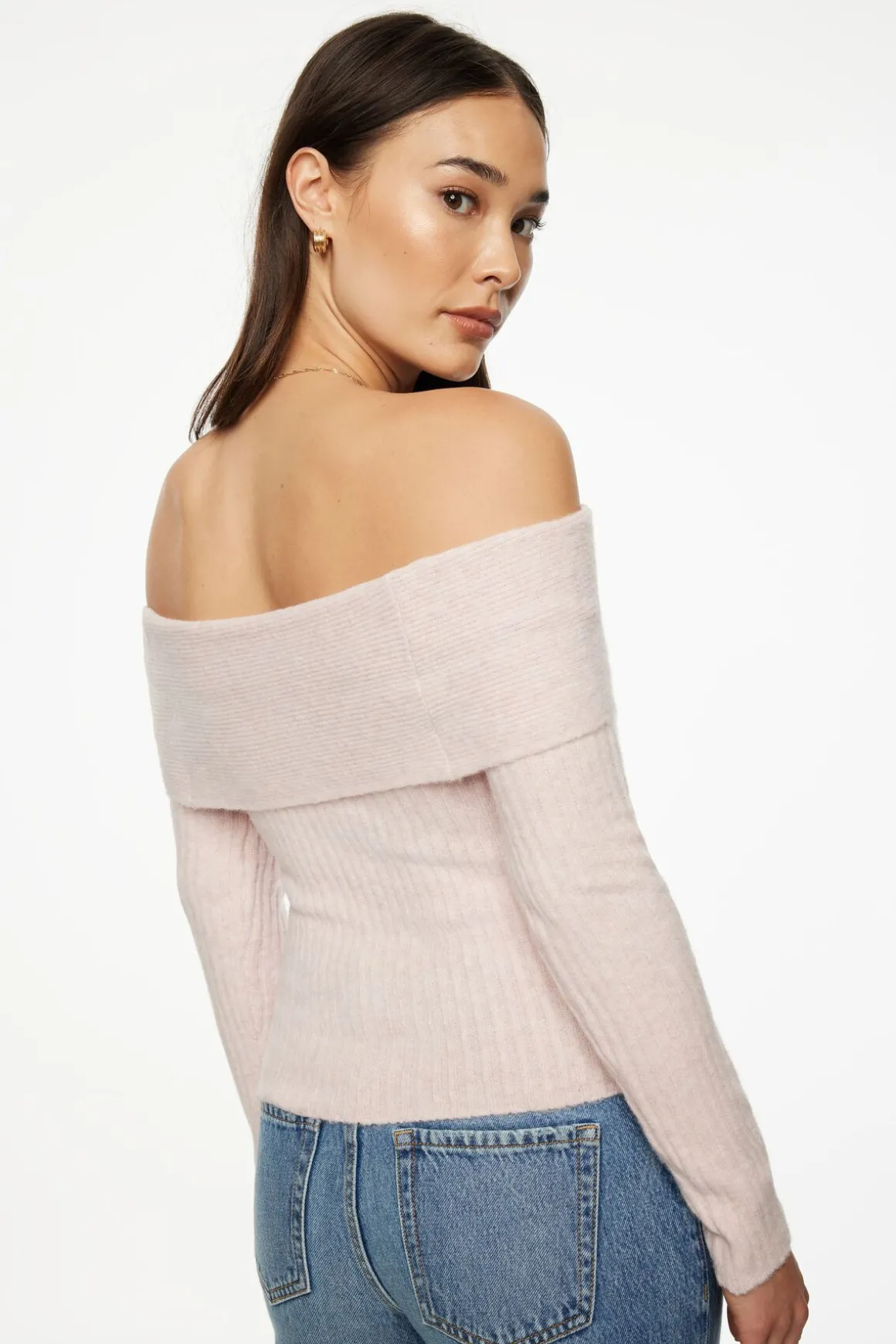 Sweaters & Cardigans | Sweaters-Dynamite Heavenlyarn™ Laura Off Shoulder Sweater Pink