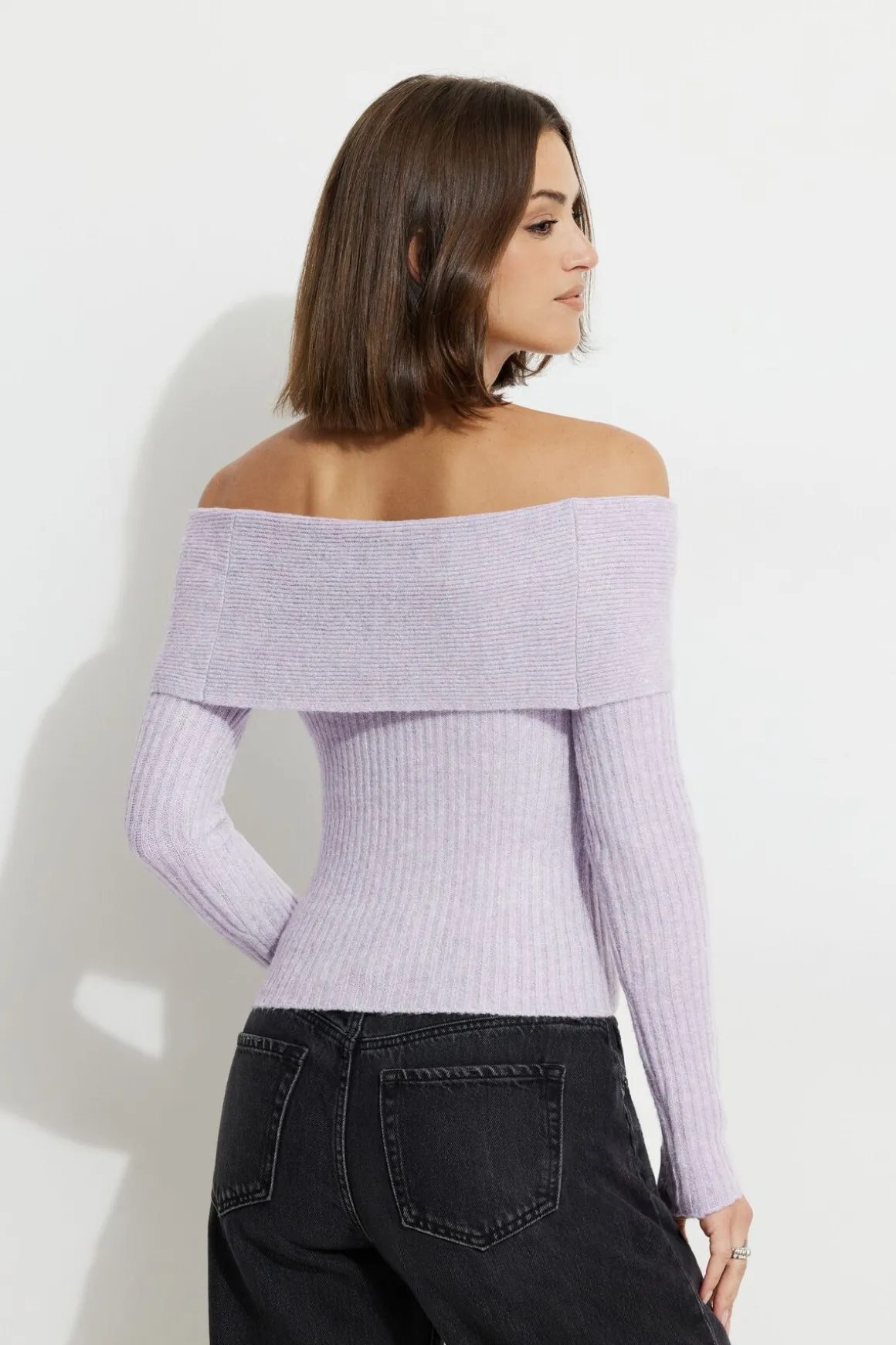 Sweaters & Cardigans | Online Exclusives-Dynamite Heavenlyarn™ Laura Off Shoulder Sweater Purple
