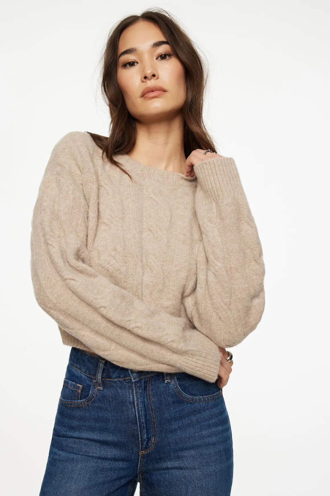 Sweaters & Cardigans | Long Sleeve Tops-Dynamite Heavenlyarn™ Luana Cable Knit Sweater Brown