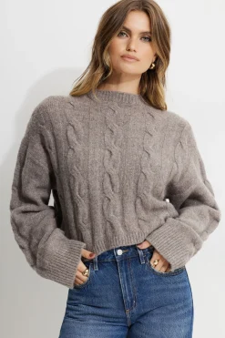 Sweaters & Cardigans | Sweaters-Dynamite Heavenlyarn™ Luana Cable Knit Sweater Brown