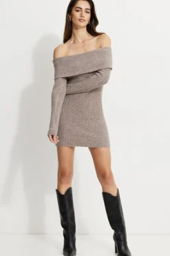 Dresses & Jumpsuits | New Dresses-Dynamite Heavenlyarn™ Off Shoulder Mini Dress Brown