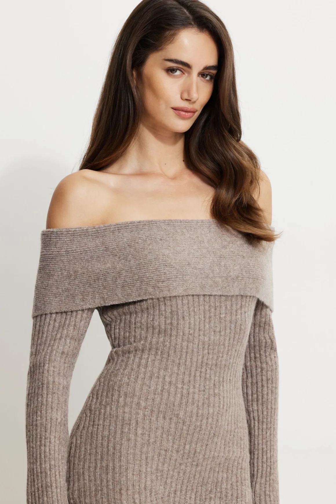 Dresses & Jumpsuits | New Dresses-Dynamite Heavenlyarn™ Off Shoulder Mini Dress Brown