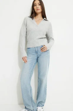 Sweaters & Cardigans | Online Exclusives-Dynamite Heavenlyarn™ Polo Sweater Gray