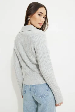 Sweaters & Cardigans | Online Exclusives-Dynamite Heavenlyarn™ Polo Sweater Gray