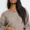 Sweaters & Cardigans | Sweaters-Dynamite Heavenlyarn™ V-Neck Sweater Brown