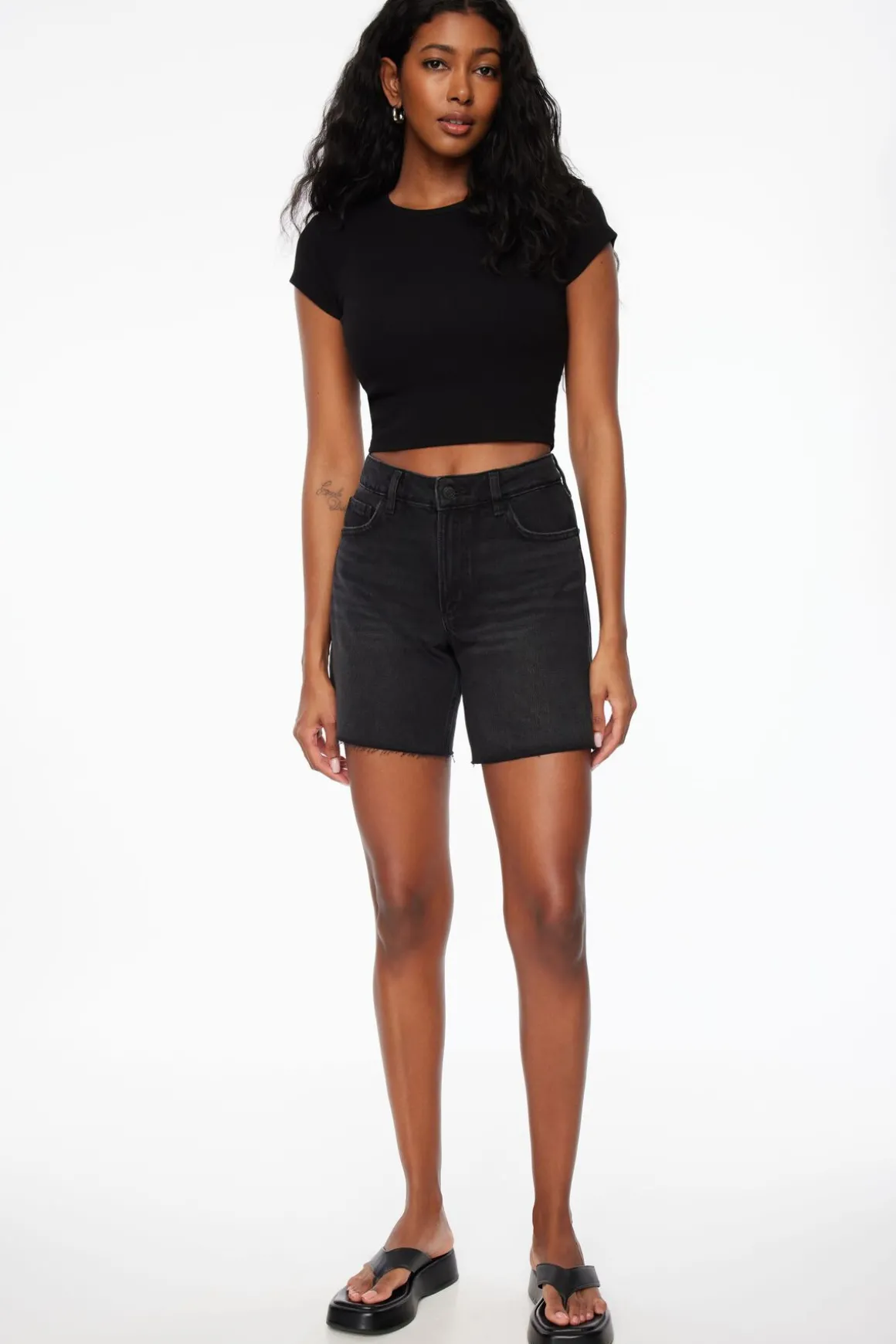 Jeans & Denim | Shorts-Dynamite Heidi A-Line Denim Shorts Black