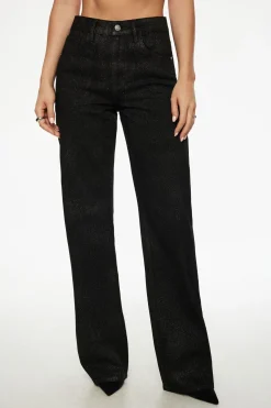 Jeans & Denim-Dynamite Heidi Glitter Wide Leg Jeans Black
