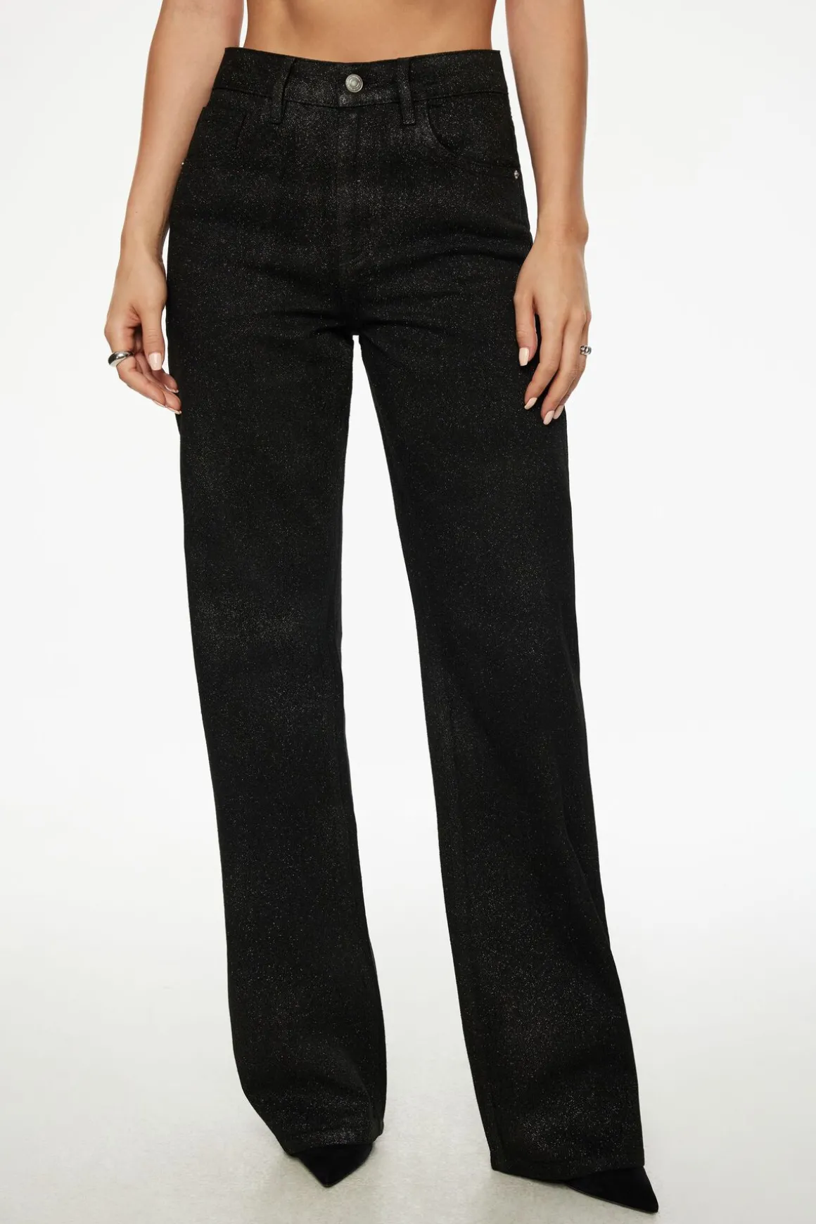 Jeans & Denim-Dynamite Heidi Glitter Wide Leg Jeans Black