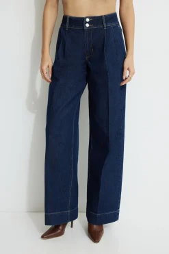 Jeans & Denim-Dynamite Heidi Pleated Wide Leg Jeans Blue