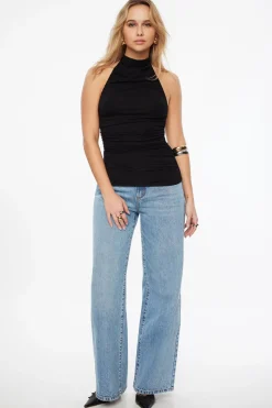 Tees & Tanks | Tees & Tanks-Dynamite High Cowl Neck Top Black