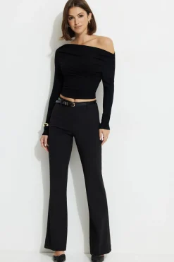 Pants | Online Exclusives-Dynamite High Rise Flared Pants Black
