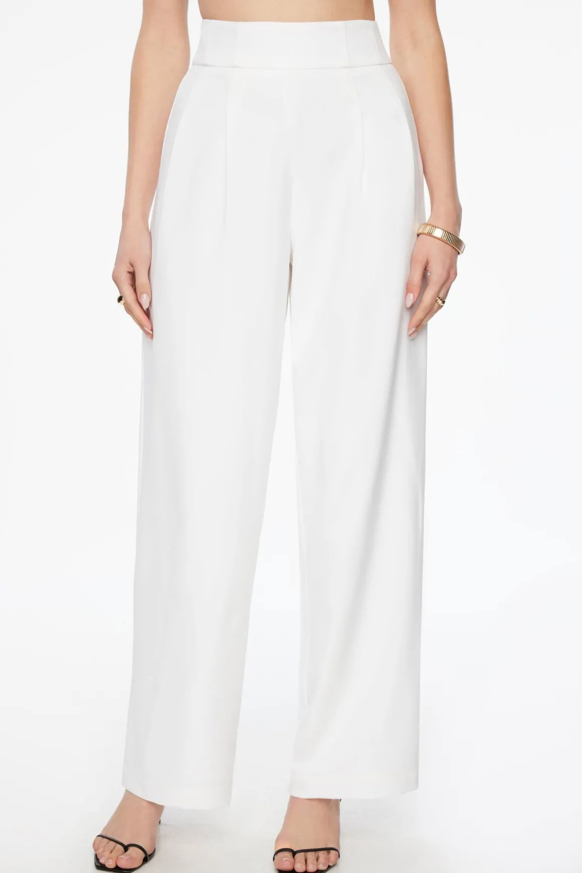 Pants | Wide Leg Pants-Dynamite High Waisted Wide Leg Pants White