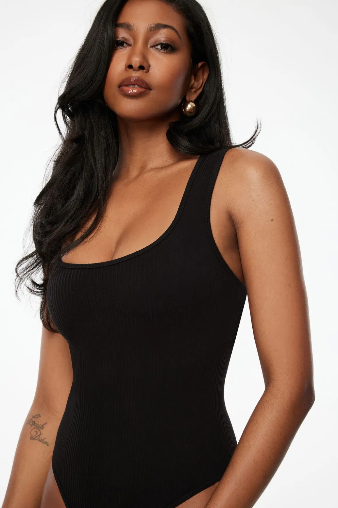 Tees & Tanks | Tees & Tanks-Dynamite Irene Seamless Square Neck Bodysuit Black