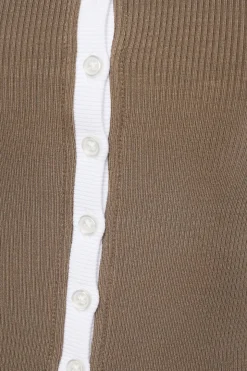 Tees & Tanks | Tees & Tanks-Dynamite Jacquie Ribbed Button Up Top Brown