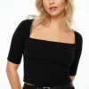 Tees & Tanks | Tees & Tanks-Dynamite Jade Square Neck Top Black