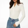 Tees & Tanks | Tees & Tanks-Dynamite Jersey Long Sleeve Polo Bodysuit White