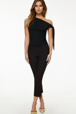 Tees & Tanks | Online Exclusives-Dynamite Jersey Single Shoulder Tie Top Black