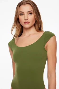 Tees & Tanks | Tees & Tanks-Dynamite Jules Sculpt Short Sleeve Scoop Neck Bodysuit Green