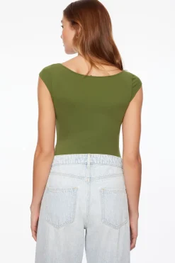 Tees & Tanks | Tees & Tanks-Dynamite Jules Sculpt Short Sleeve Scoop Neck Bodysuit Green