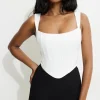 Bestsellers | Blouses & Tops-Dynamite Julia Satin Corset Top White