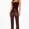 Pants | Bestsellers-Dynamite Justina Straight Faux Leather Pants Burgundy