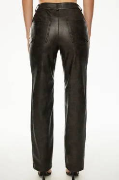 Pants | Straight Leg Pants-Dynamite Justina Straight Faux Leather Pants Brown