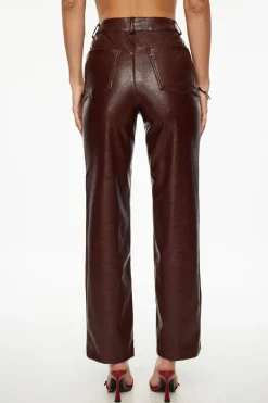 Pants | Bestsellers-Dynamite Justina Straight Faux Leather Pants Burgundy