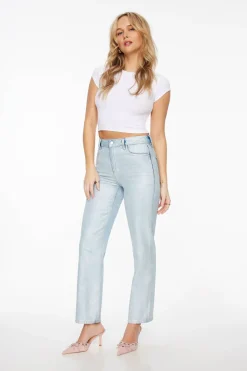 Jeans & Denim-Dynamite Justina Straight Leg Coated Jeans Blue