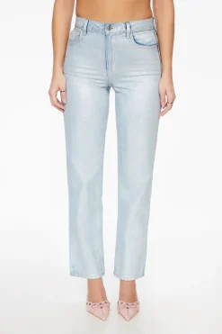 Jeans & Denim-Dynamite Justina Straight Leg Coated Jeans Blue