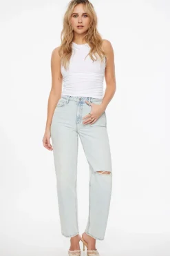 Jeans & Denim-Dynamite Justina Straight Leg Jeans Blue