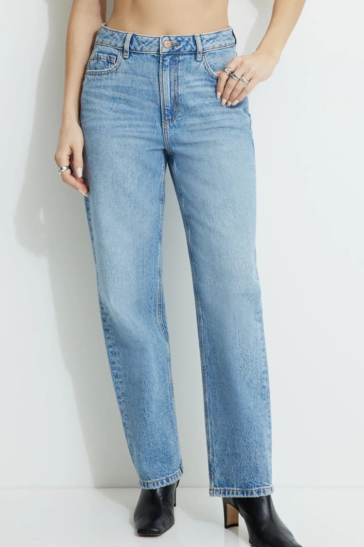 Jeans & Denim | Short & Long Lengths-Dynamite Justina Straight Leg Jeans Blue