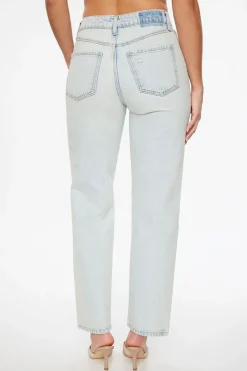 Jeans & Denim-Dynamite Justina Straight Leg Jeans Blue
