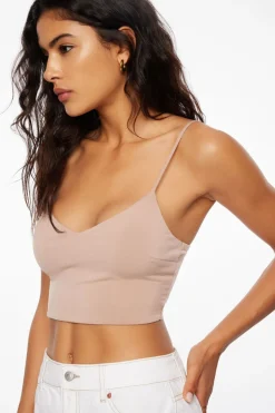 Tees & Tanks-Dynamite Kai Sculpt Crop Top Brown