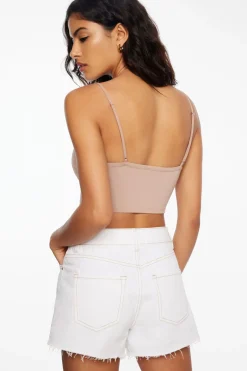 Tees & Tanks-Dynamite Kai Sculpt Crop Top Brown
