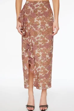 Skirts & Skorts | Skirts-Dynamite Kamila Ankle Ruffled Maxi Skirt Brown