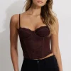 Tees & Tanks | Tees & Tanks-Dynamite Karolina Lace Bustier Burgundy