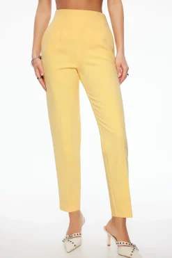 Pants | Slim Leg Pants-Dynamite Kendall Slim Side Zip Pants Yellow