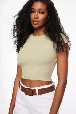 Tees & Tanks | Tees & Tanks-Dynamite Keri Ribbed Baby T Shirt Green