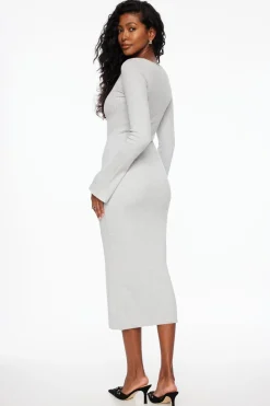 Dresses & Jumpsuits | Midi & Maxi Dresses-Dynamite Keyhole Cutout Midi Dress Gray