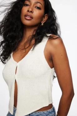 Sweaters & Cardigans | Bestsellers-Dynamite Keyhole Knit Vest White