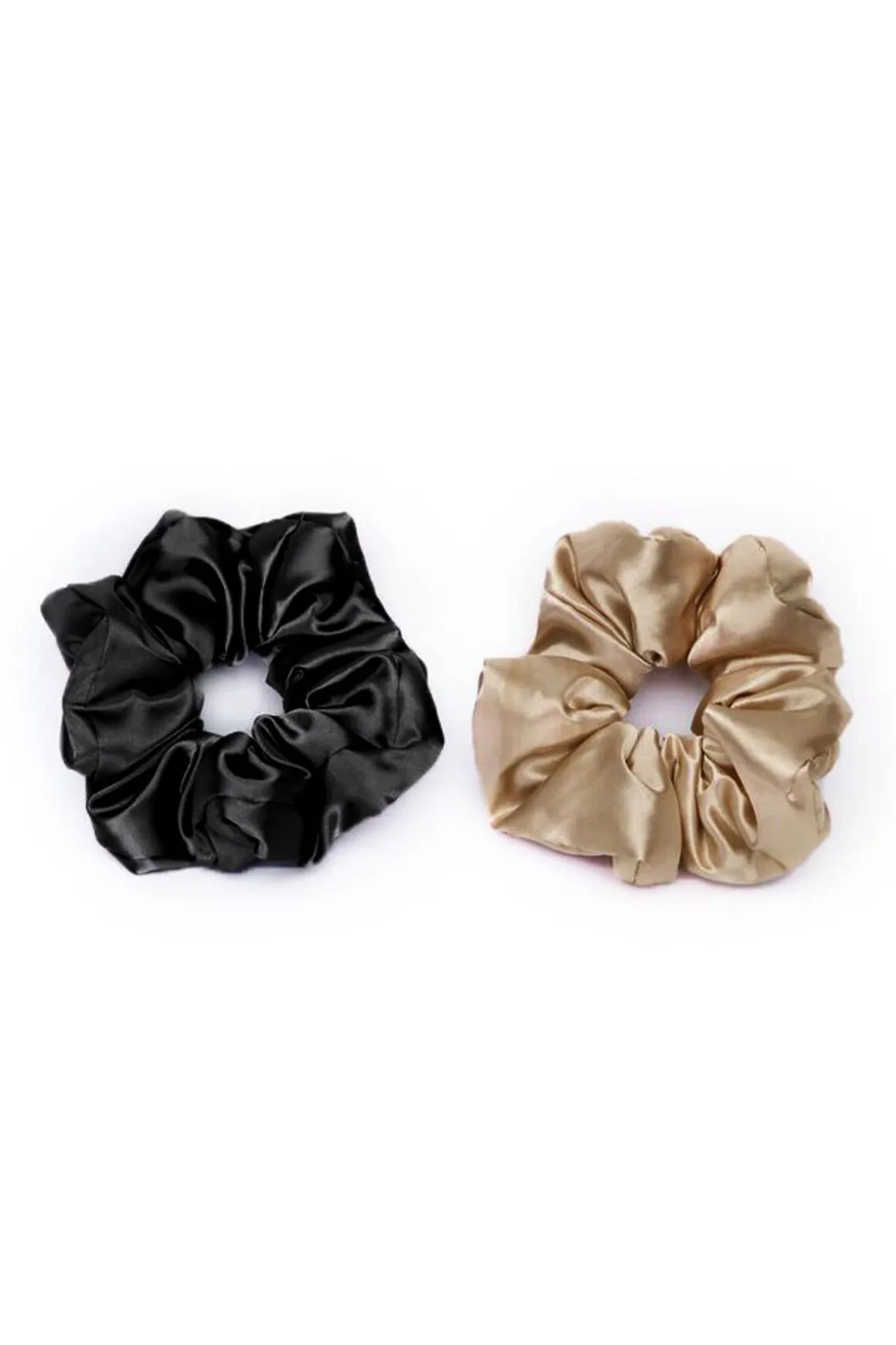 Hair Accessories-Dynamite KITSCH | 2-Pack Satin Pillow Scrunchies Black