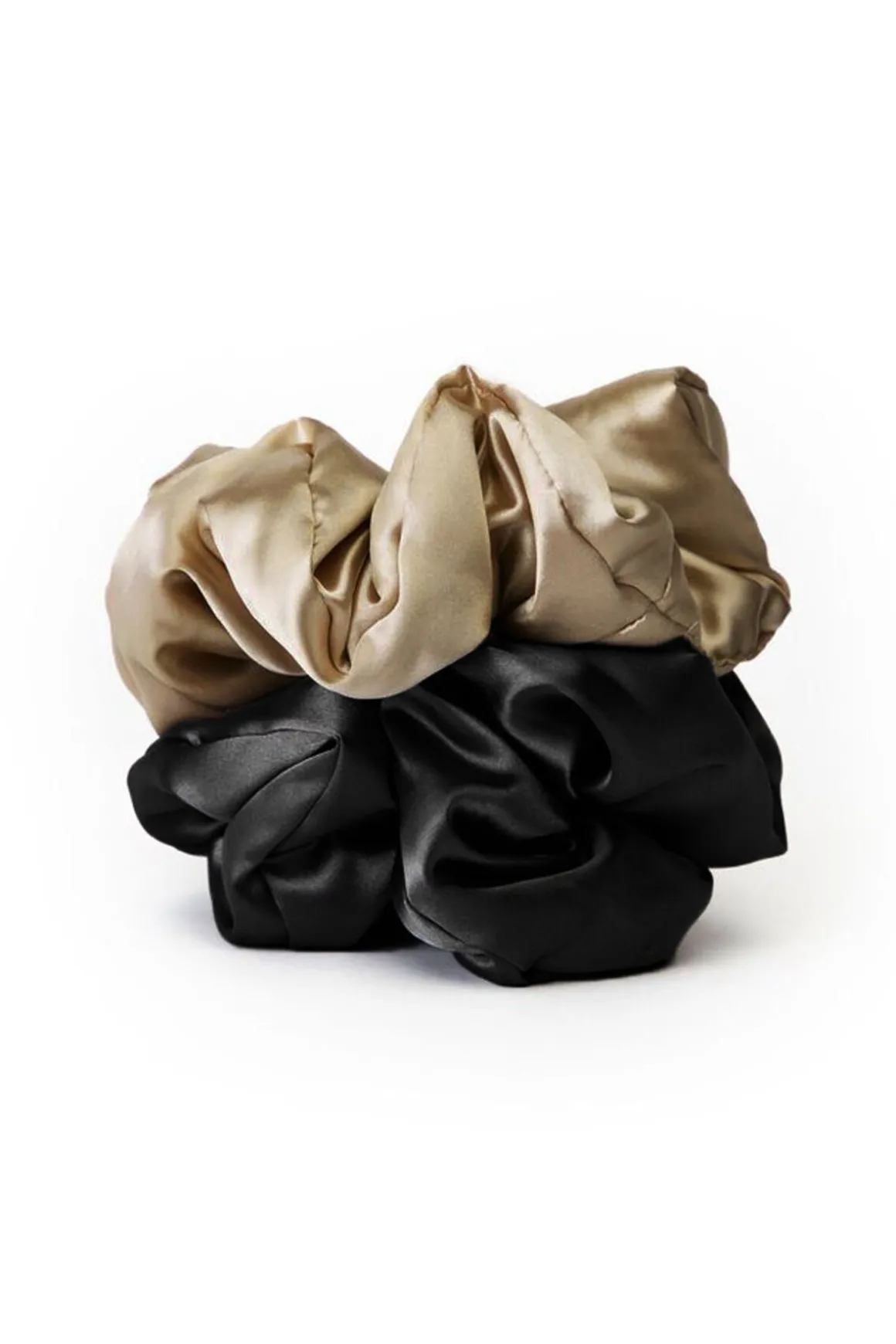 Hair Accessories-Dynamite KITSCH | 2-Pack Satin Pillow Scrunchies Black
