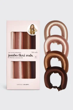 Hair Accessories-Dynamite KITSCH | Satin Jumbo Flexi Rods Red