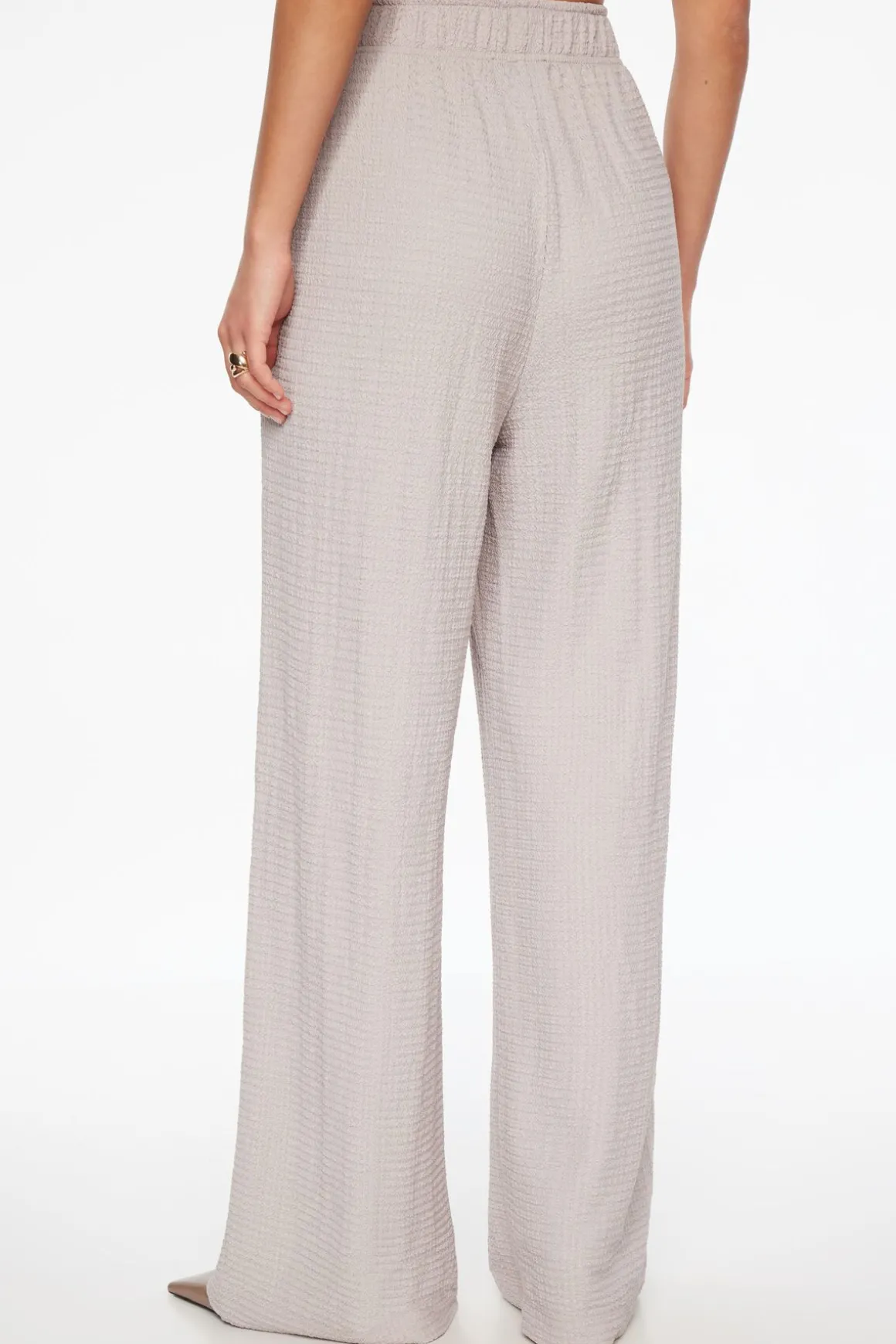 Pants-Dynamite Knit Popcorn Textured Wide Leg Pant Grey