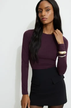 Tees & Tanks | Tees & Tanks-Dynamite Kyla Jersey Long Sleeve T-Shirt Burgundy