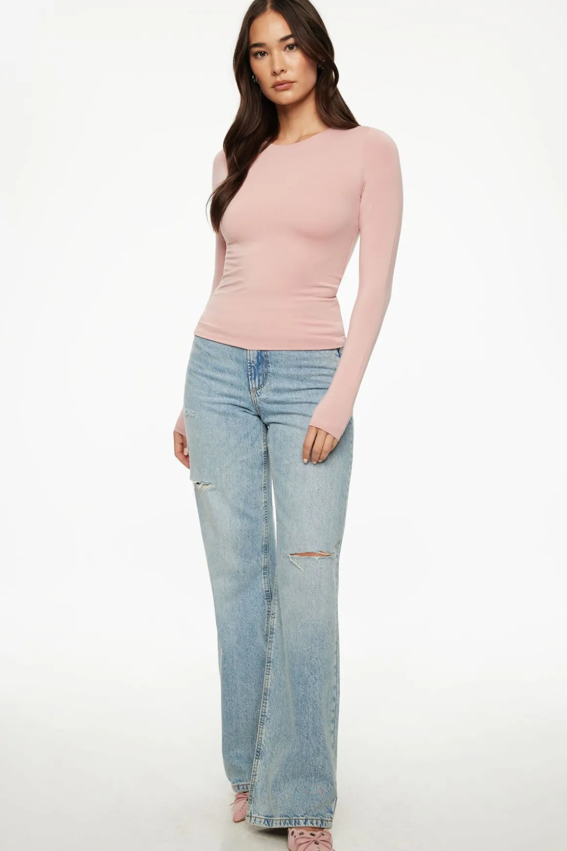 Tees & Tanks | Tees & Tanks-Dynamite Kyla Jersey Long Sleeve T Shirt Pink