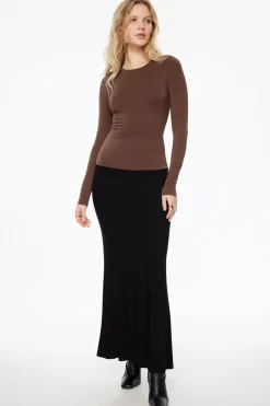 Tees & Tanks | Tees & Tanks-Dynamite Kyla Long Sleeve T Shirt Brown